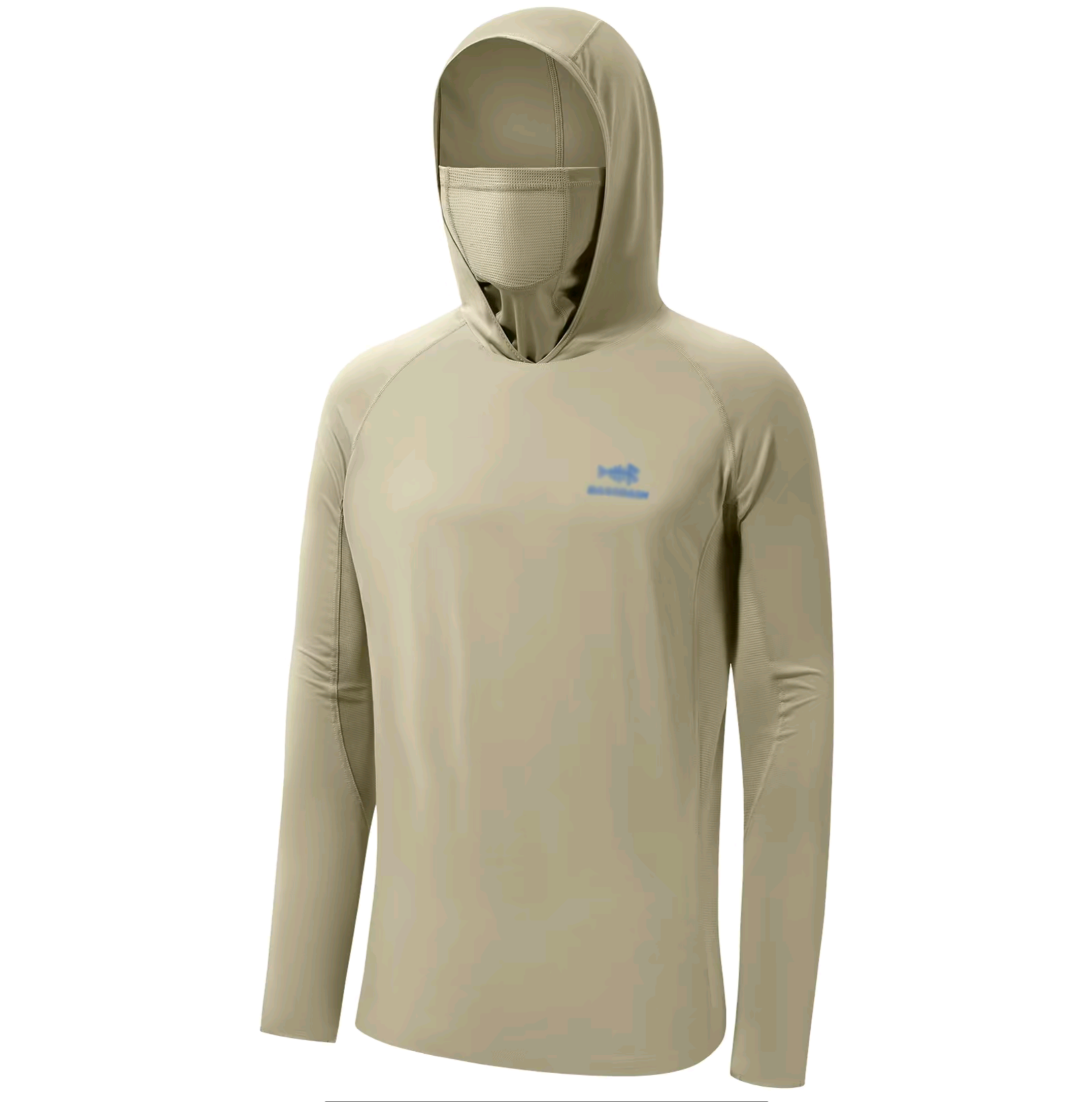 Men's UPF 50+ Long Sleeve Fishing Hoodie – Built-in UV Mask & Neck Gaiter