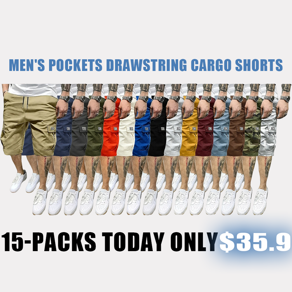 Men's Pockets Drawstring Cargo Shorts