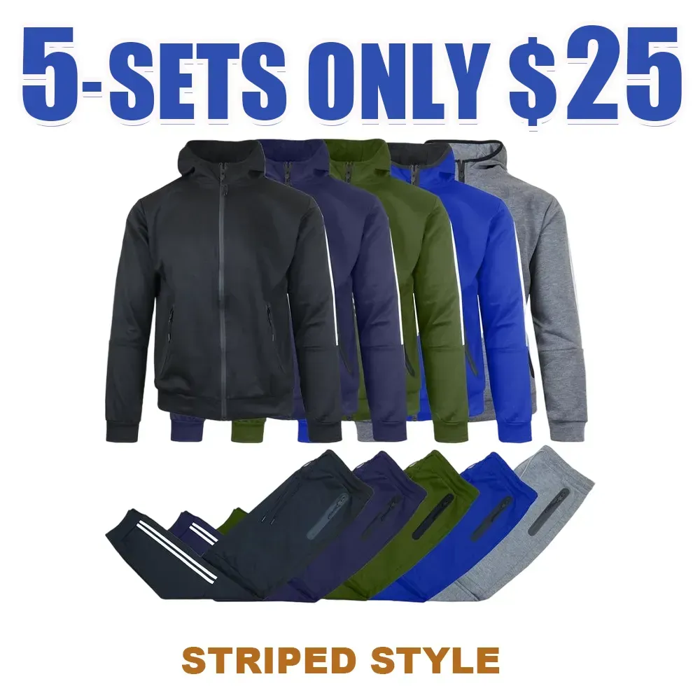 Men's Striped Tracksuit Set - 2 Full Sets