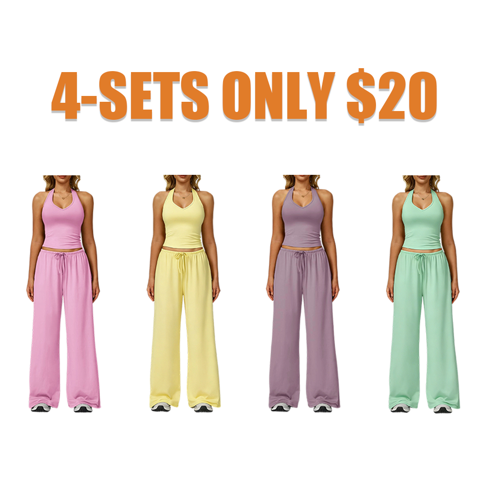 Women's Halter Top & Wide Leg Pants Sports Set