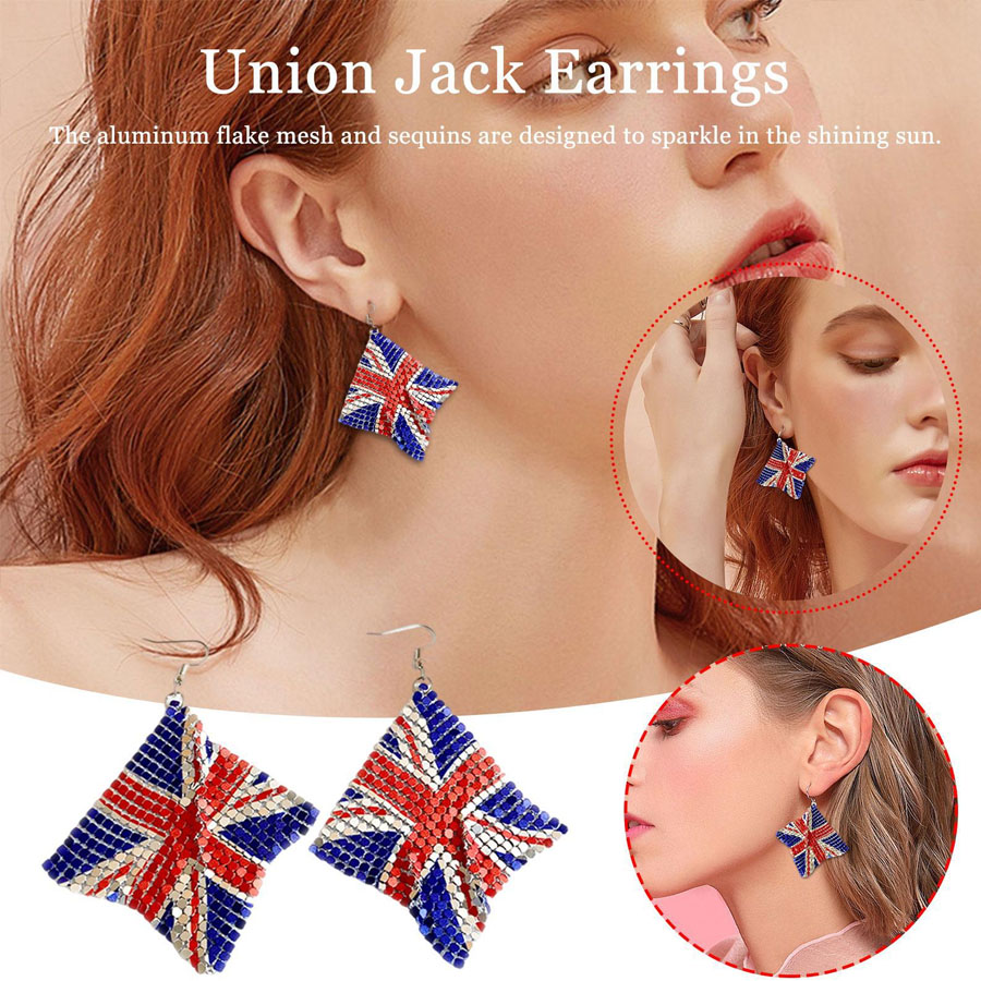 Women'S Independence Day 250Th Anniversary Flag Alloy Pendant Earrings