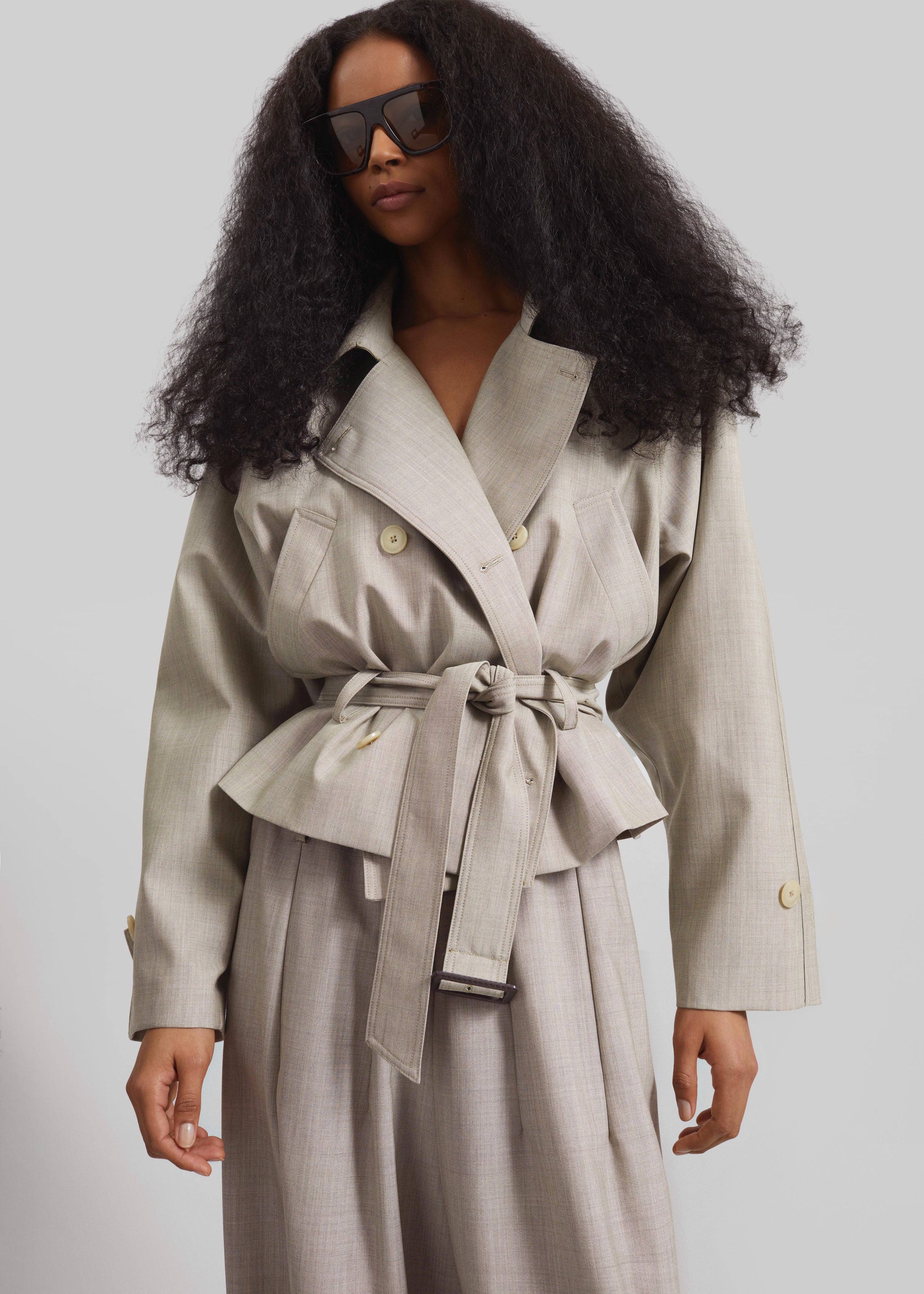Stan Cropped Trench - Beige Melange
