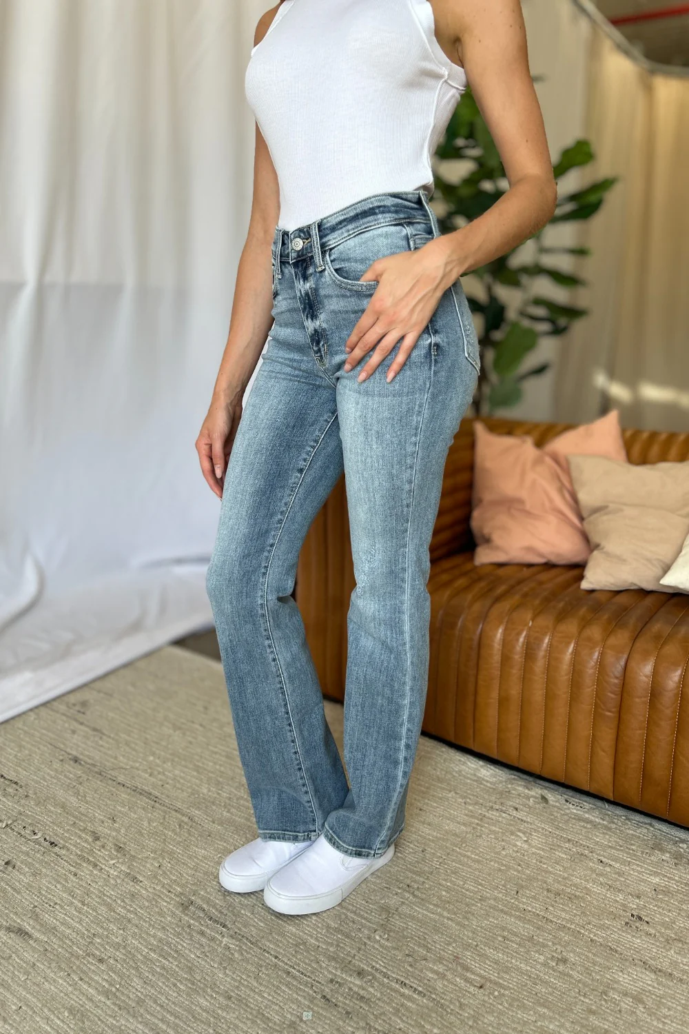 Blue Full Size Medium Rise Bootcut Jeans