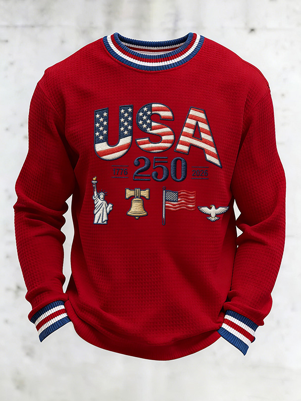 Unisex 250Th Anniversary Celebration Waffle Round Neck Long Sleeve T-Shirt