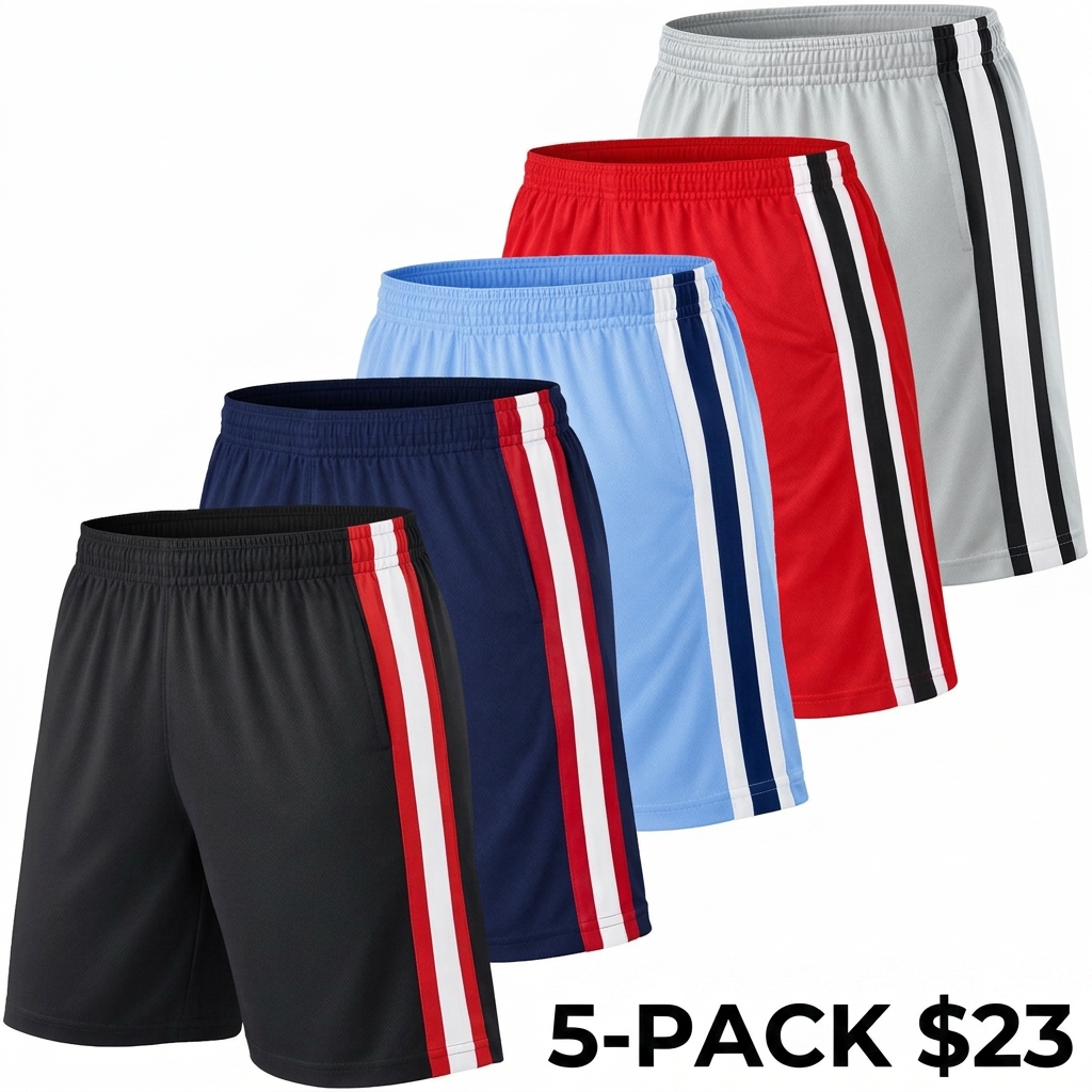 Men's 5-Pack Moisture Wicking Mesh Shorts – Active Performance Athletic Bottoms
