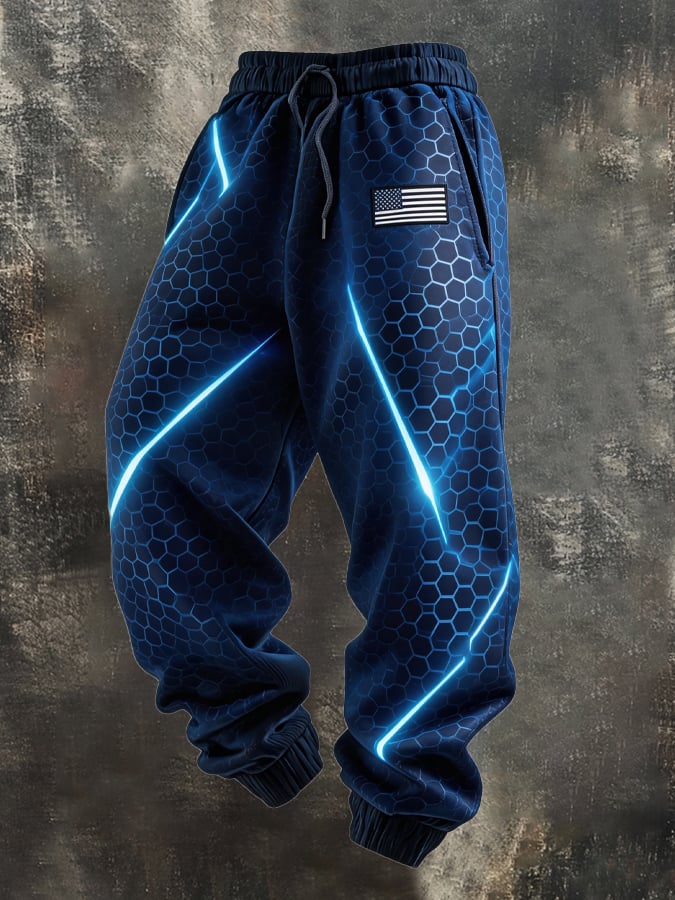 Men's Retro Outdoor Color Block Patriot Sports Pants