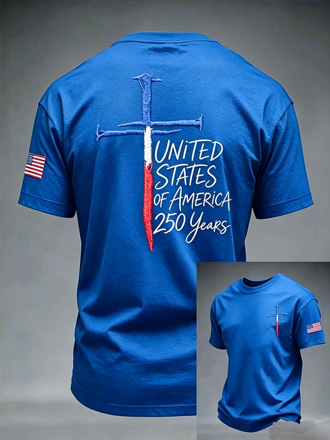 Men's Vintage Independence Day Eagle Flag Print Art T-shirt