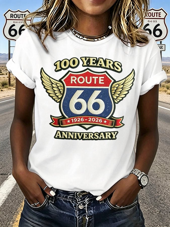 Women's Route 66 Centennial Print Casual T-shirt