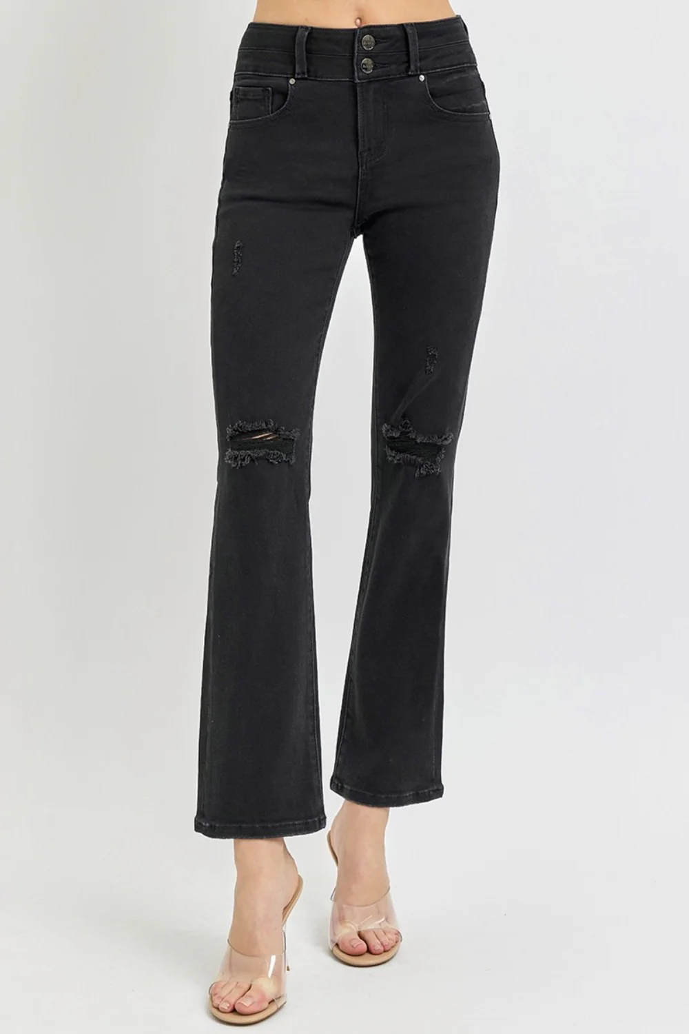Full Size High Rise Wide Waistband Ankle Bootcut Jeans