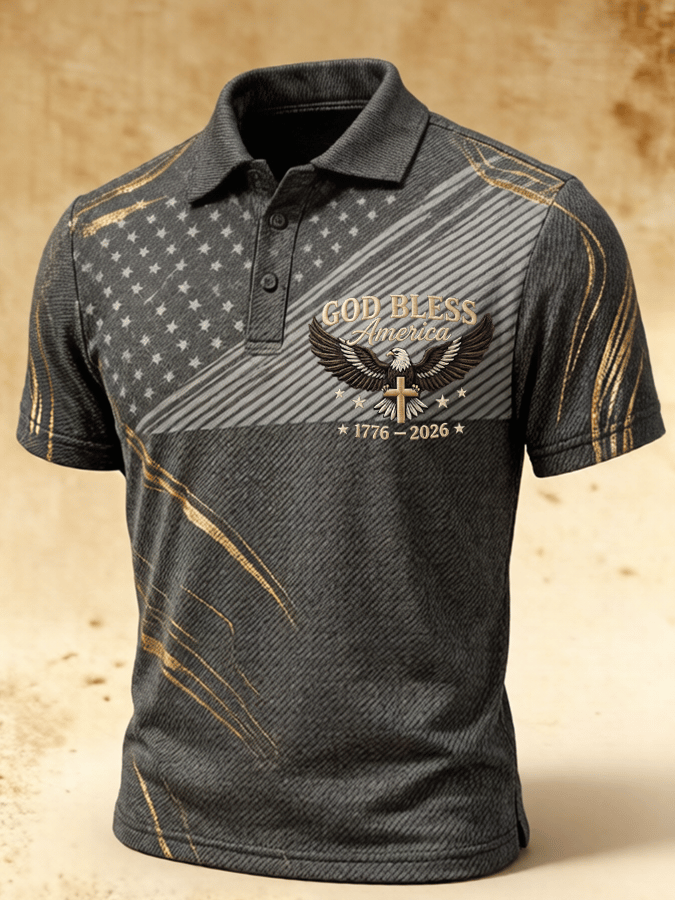 Men's USA 250 Short-Sleeve Printed Polo Shirt