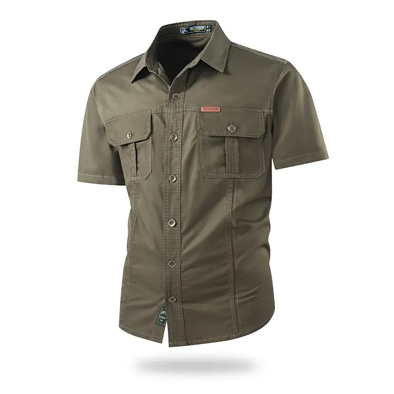 Lightweight, multi-pocket short-sleeve utility shirt for summer outdoor leisure.