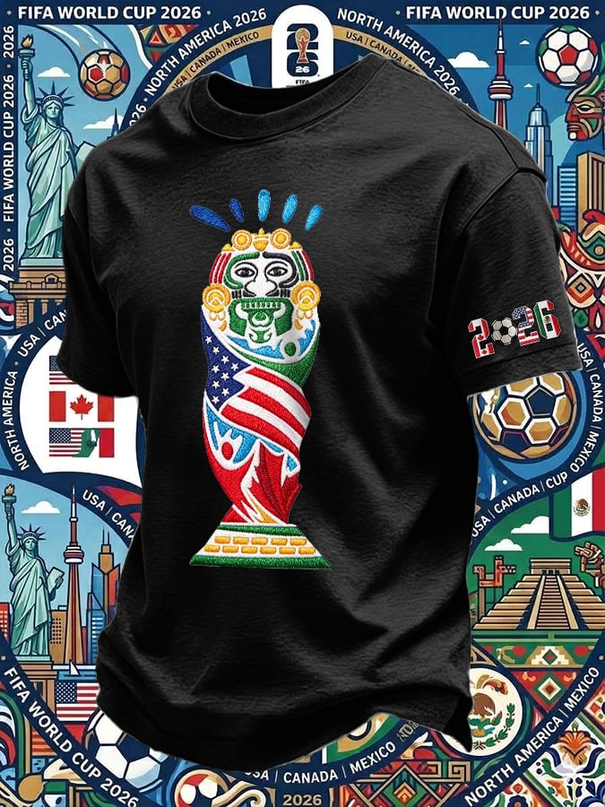 Men's Retro 2026 Soccer Mexico United States Canada Print T-Shirt