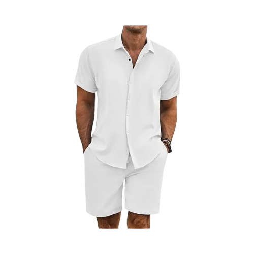 ⚡ Men's Summer Beach Outfit - Linen Shirt & Shorts Set 🔥