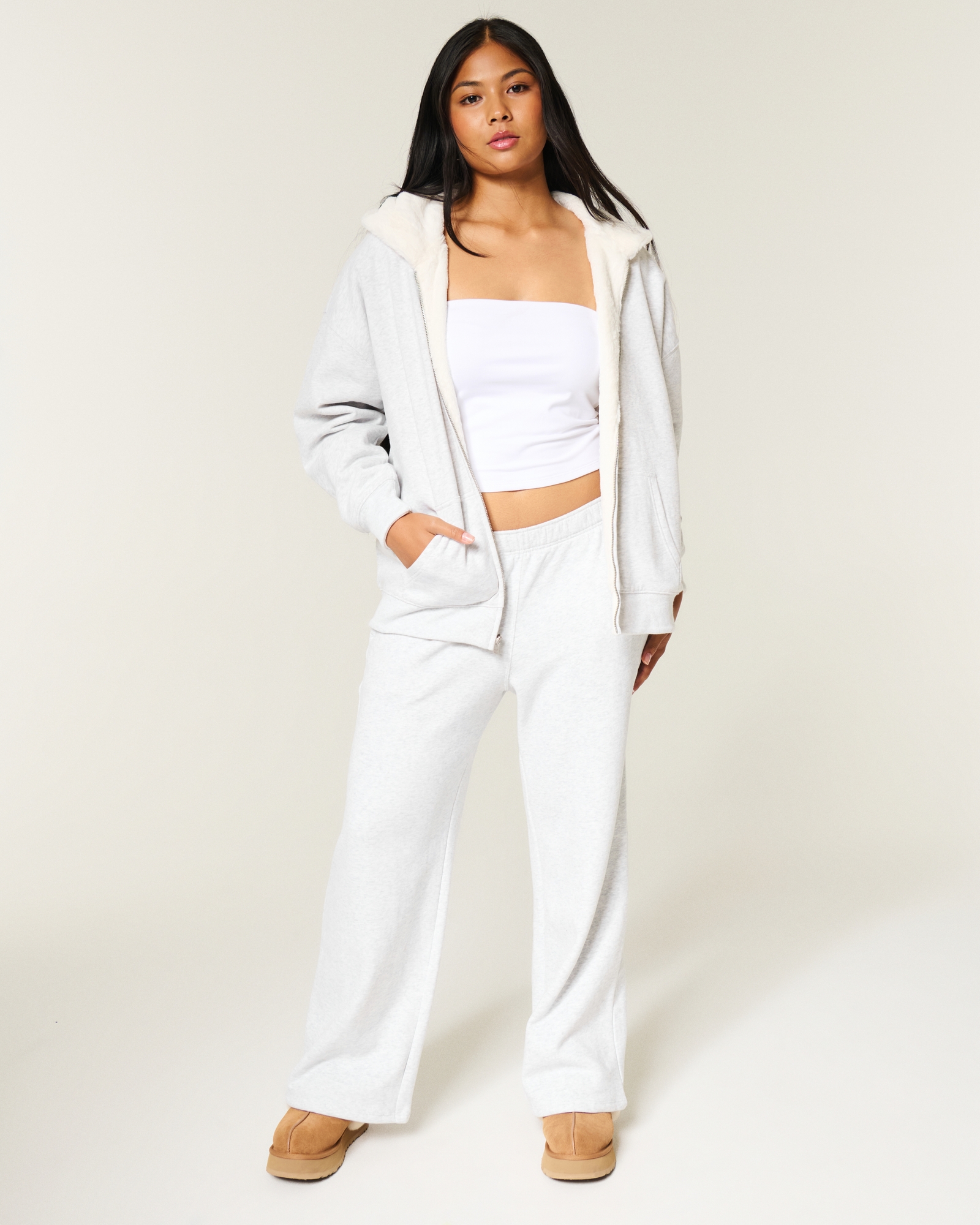 Reversible Faux Fur-Lined Fleece Zip-Up Hoodie
