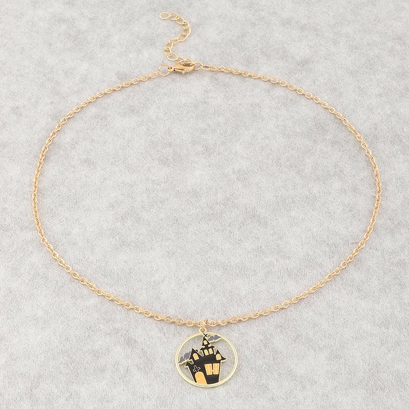 Fashionable And Personalized Creative Pumpkin Devil Bat Grimace Design Necklace