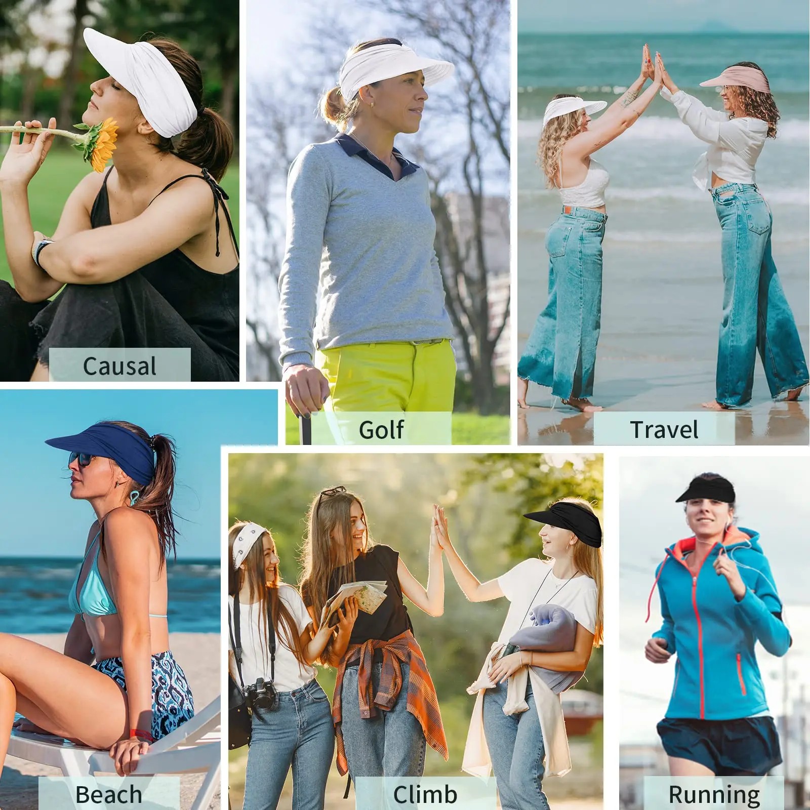 Women's UPF 50+ UV Protection Sun Visor HatI Sun SafeTok That Gir | Aesthetic High PonytailWide Brim Hat | Birthday Gift for Her Beach Golf Hiking Outdoor Daily Casual Wear