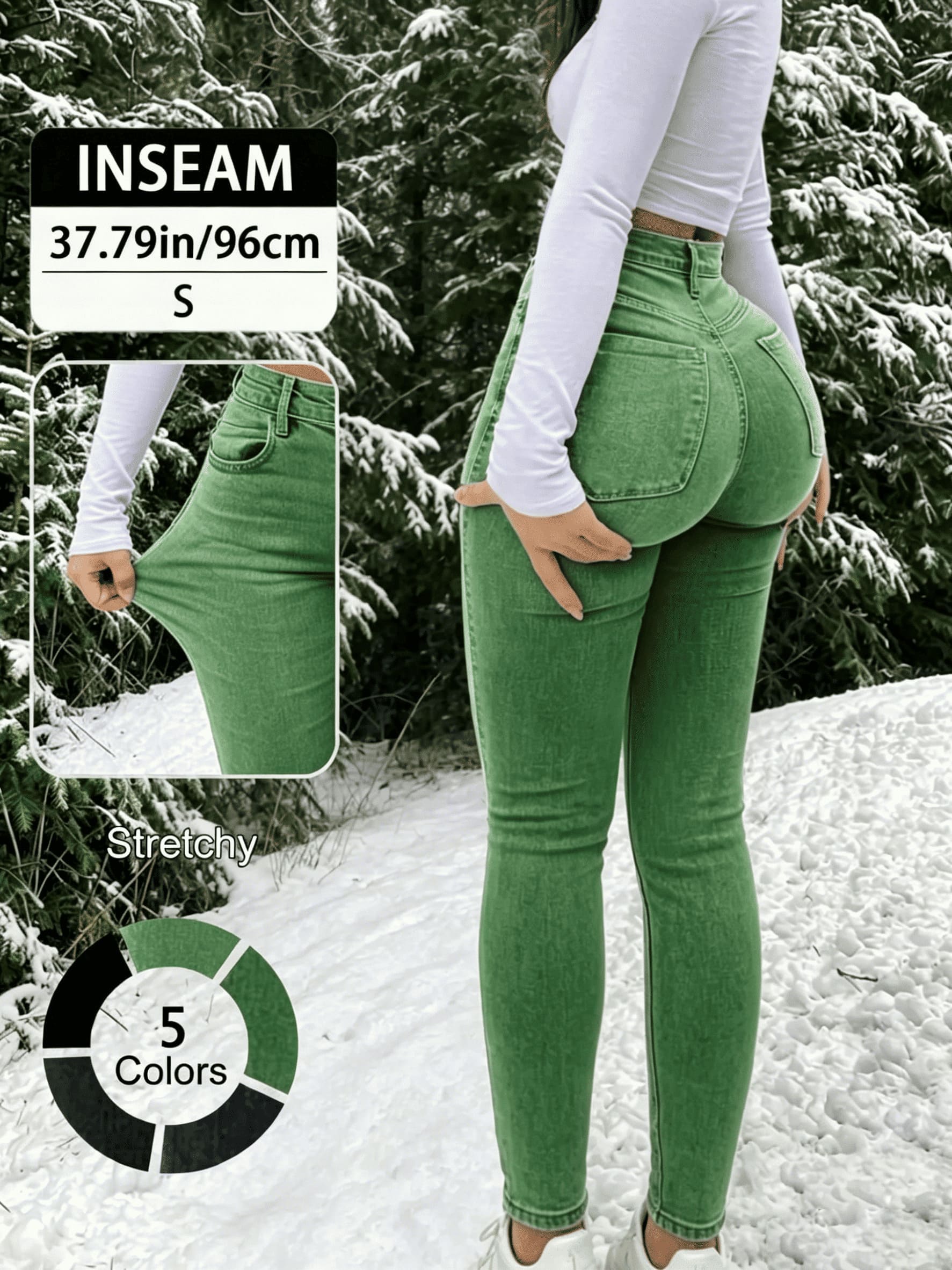 Elegant High Waist Long Skinny Denim Jeans for Women