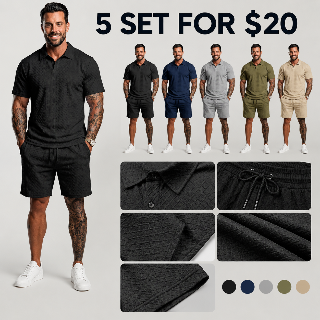 Men’s Polo & Shorts Summer Set