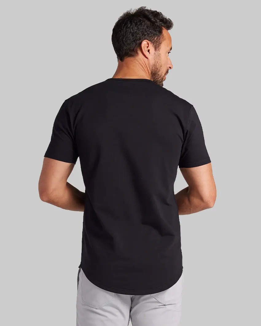 Men’s Drop-Cut Fitted Crewneck Tee – 4-Way Stretch, Wrinkle-Resistant, Streetwear Essential