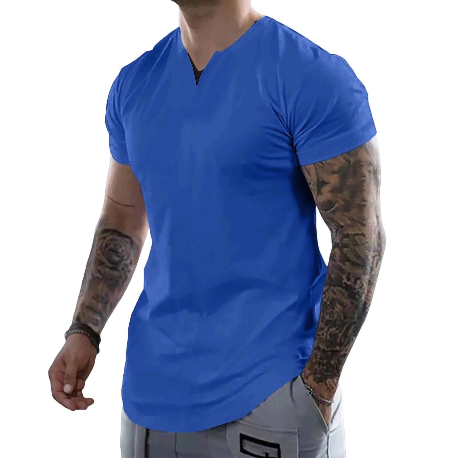 Men's Muscle Slim Fitted V-Neck T-Shirt Short Sleeve Soft Athletic Tee for Gym & Daily Wear