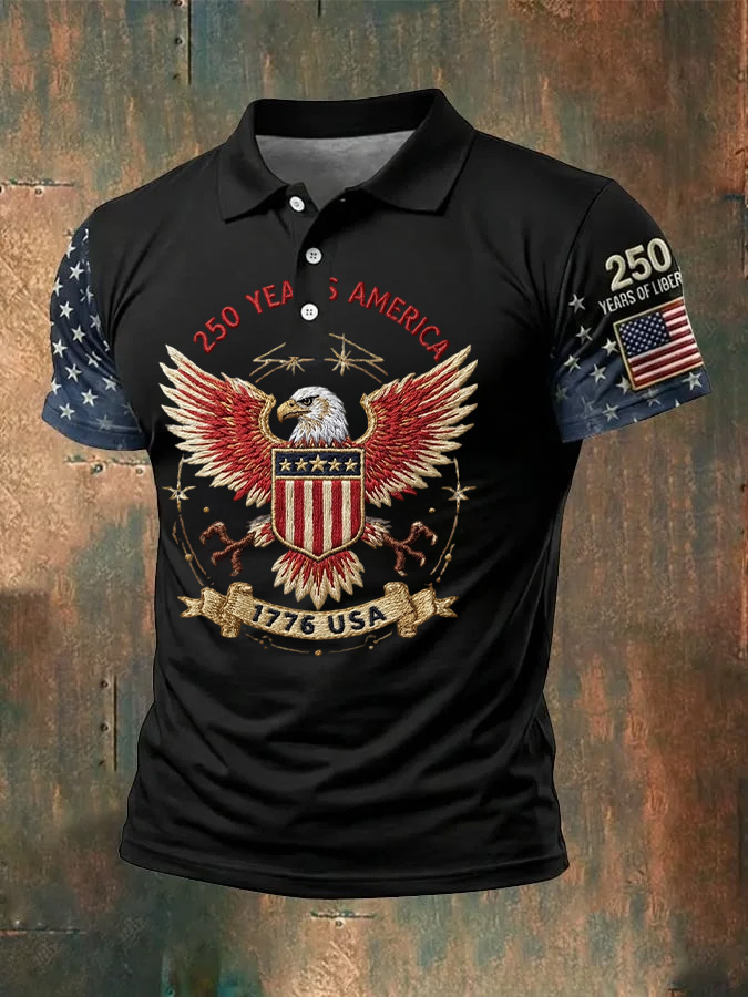 Unisex Casual 250Th Anniversary Celebration Short Sleeved Polo Shirt