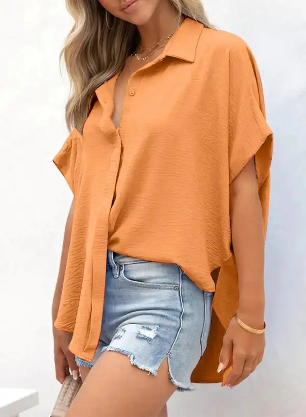 Women's Casual Button Short Sleeve (Less than $3 each!)