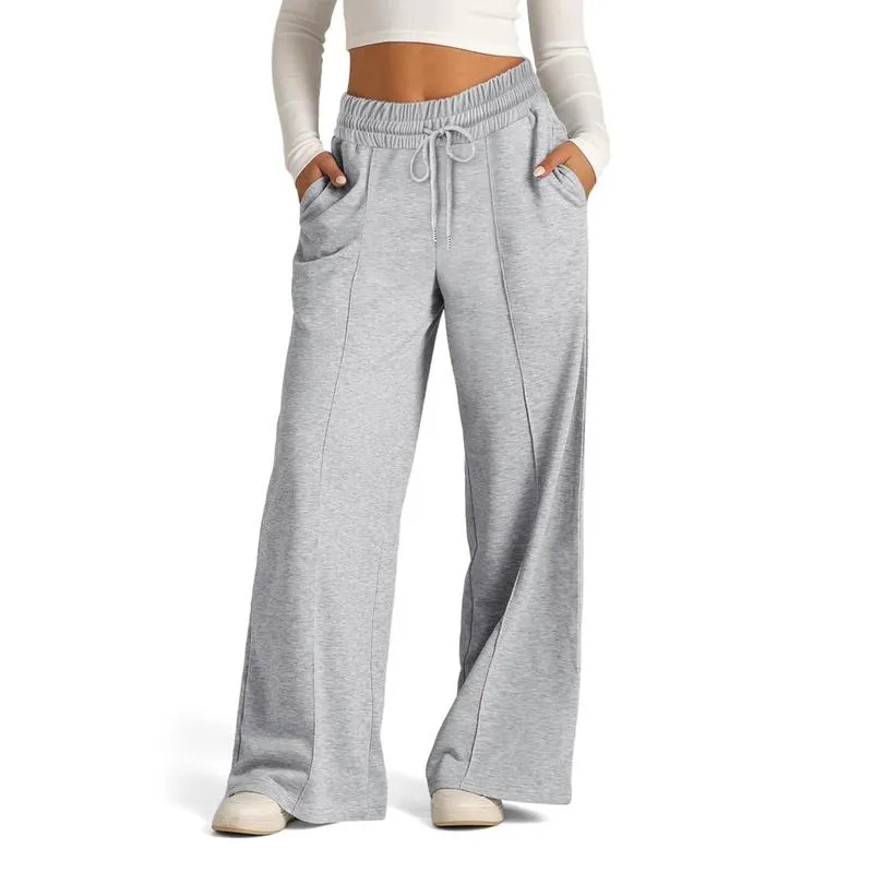 Women's Simple Design Straight Leg Drawstring Baggy Lounge Pants