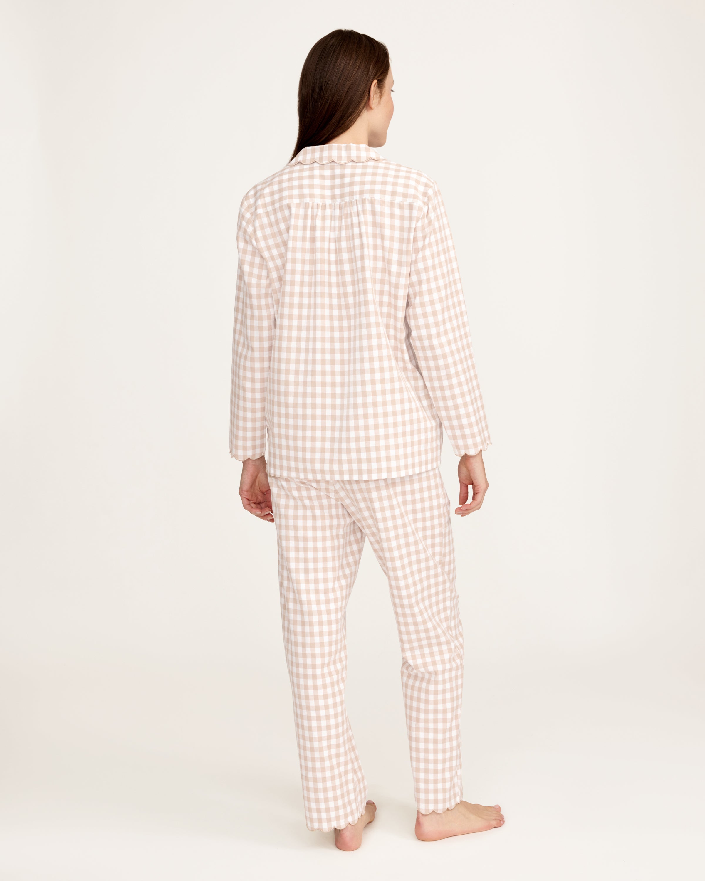 Women's Twill Colette Pajama Set in Camel Gingham