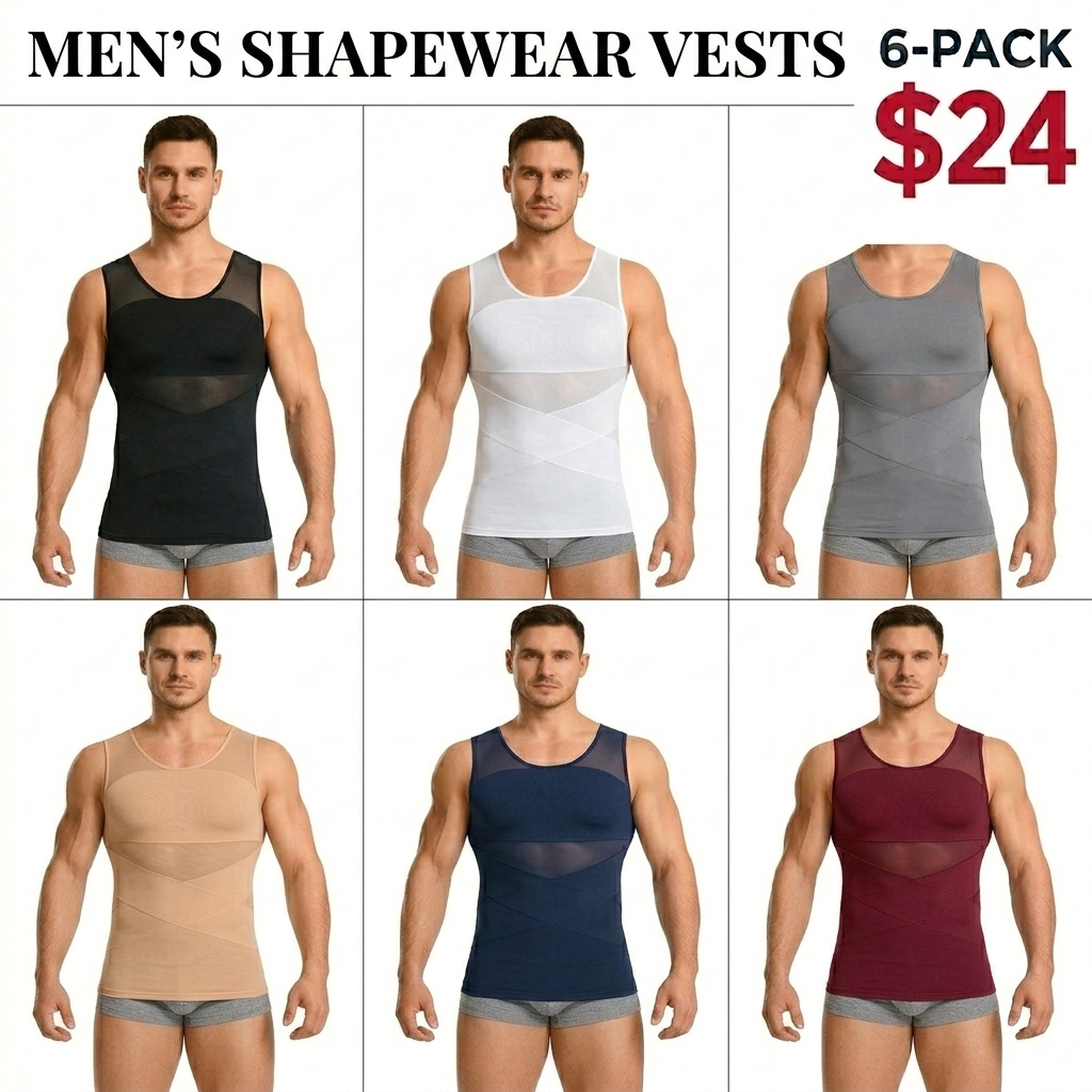 【2 pack】Men's Compression Shirt Shapewear Tanktop Menboobs And Tummy Control Fajas Undershirt