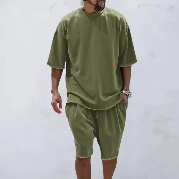 Men's Solid Textured Casual Sweat Suit