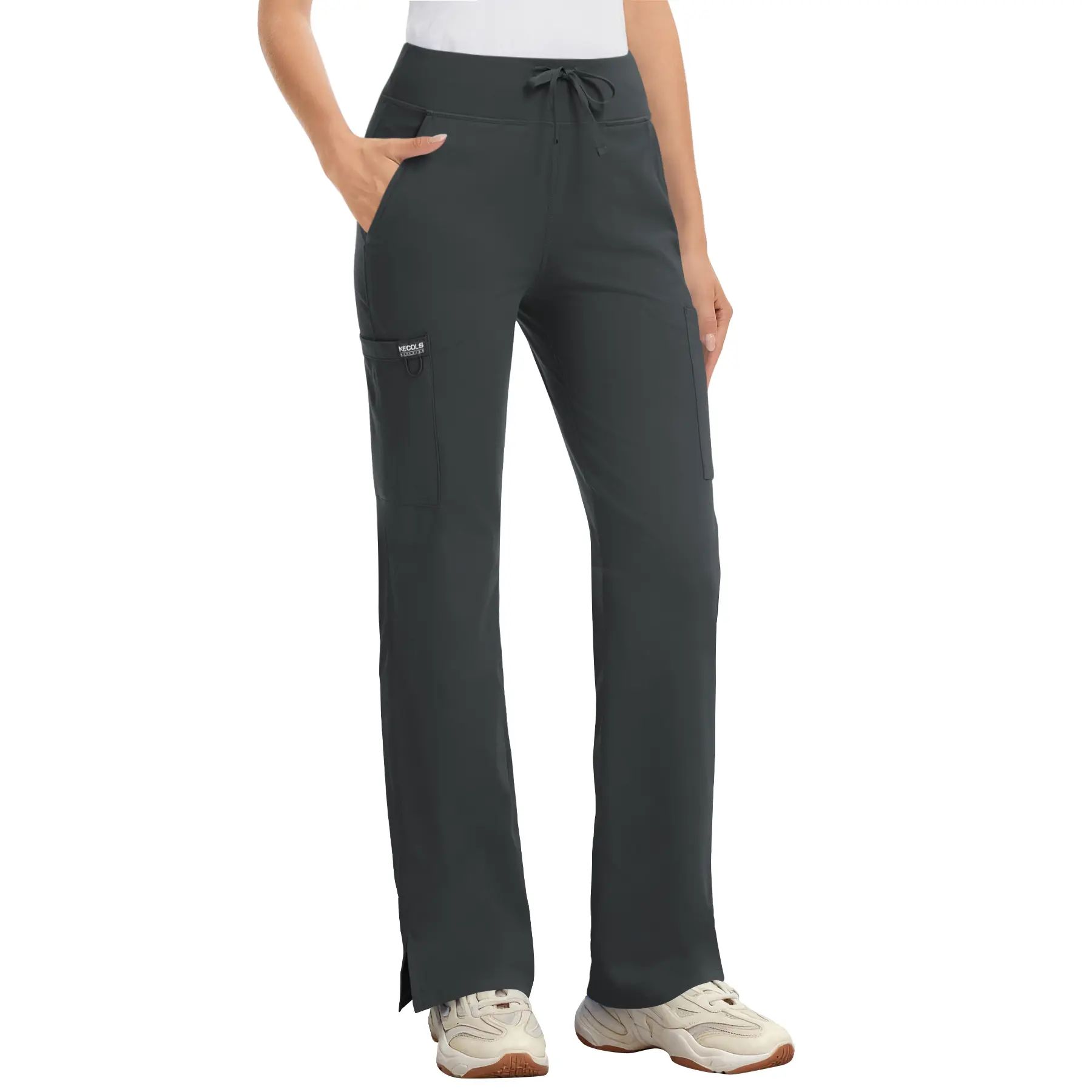 Yoga Scrub Pants Women High-Rise Straight Leg Uniform Cargo Bottom with Yoga Waistband,5 Pockets&4-Way Stretch,summerwins
