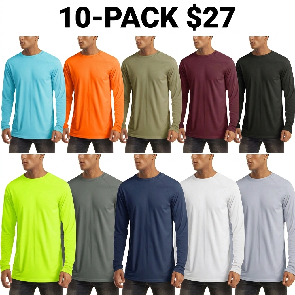Men's UPF 50+ Long Sleeves Shirts Quick Dry Lightweight Summer Sportswear Tops for Swimming