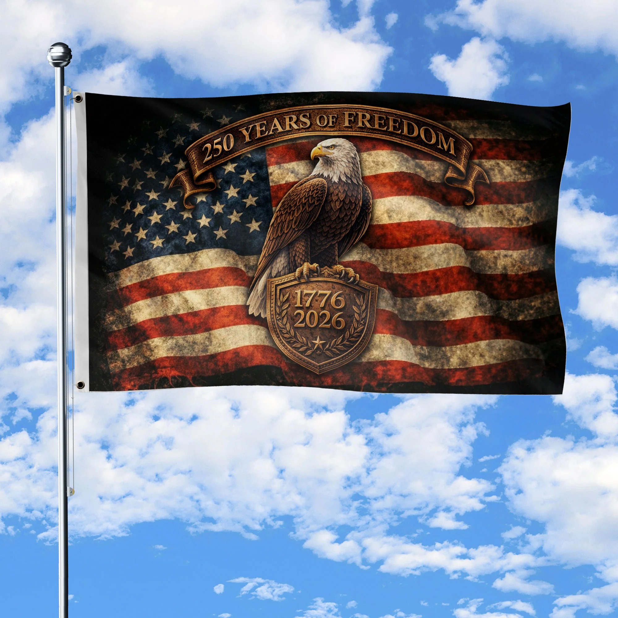 USA 250 Years of Freedom Flag 1776–2026 – Patriotic Eagle American Ann