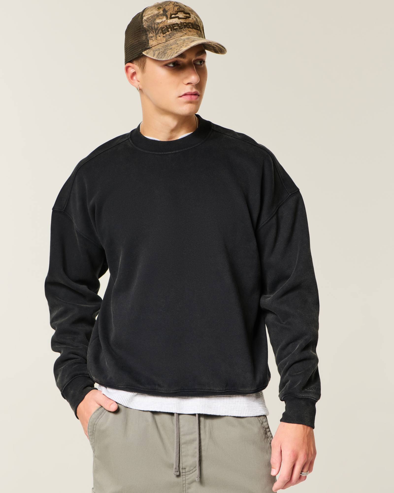 Boxy Camo Crew Sweatshirt