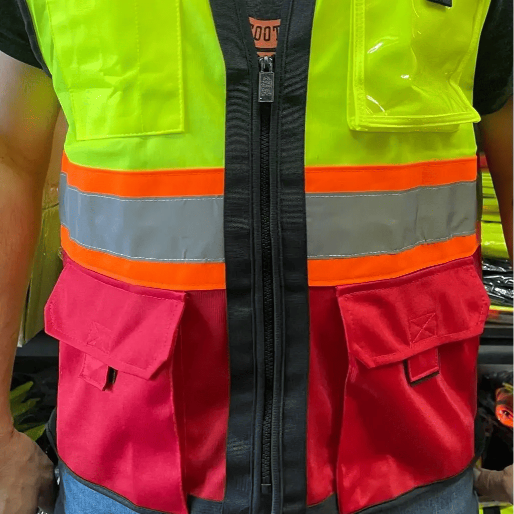 Superintendent Vest, High Visibility Reflective Safety, Mesh Safety Vest with Zipper and Multi pockets AMERICAN SIZE