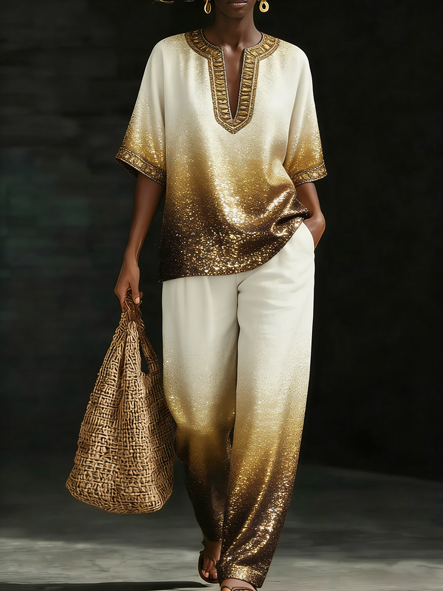 African Bohemian African Print Linen-Cotton Set