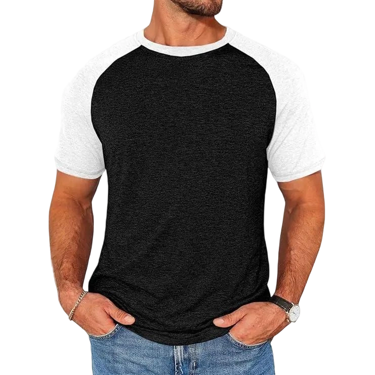 Mens Casual Slim Fit T Shirts Raglan Short Sleeve Crewneck Baseball Tees Color Block Workout Fashion Shirt