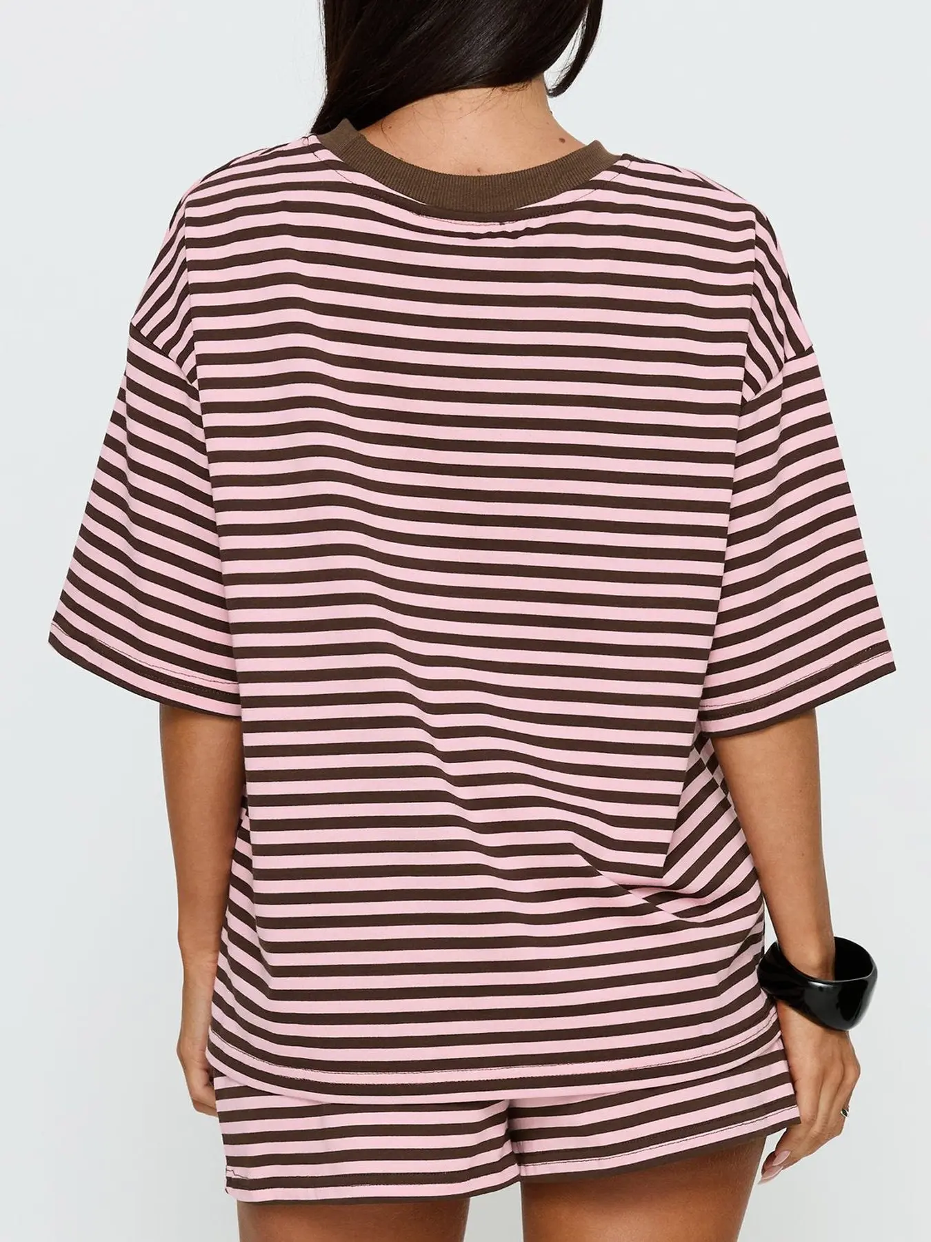 2 Spring Summer Stripe Print 2 Piece Outfit Women