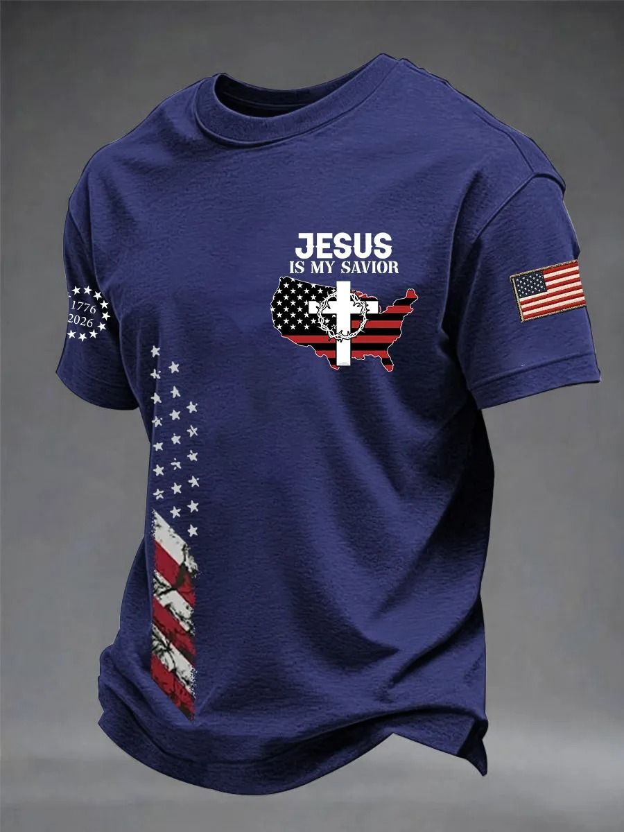 Men's American Flag Printed Casual Independence Day Patriotic T-shirt