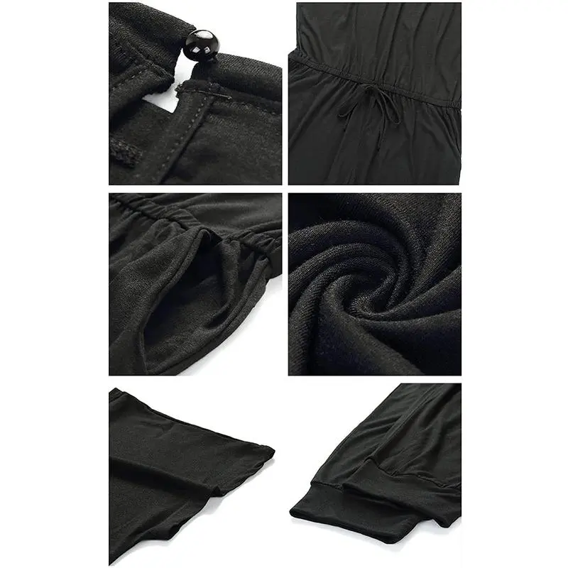 Limited-Time Clearance! 🛍️Women's Plus Size Off-Shoulder Jumpsuit – Summer Casual Romper with Elastic Waist, Fake Drawstring & Pockets