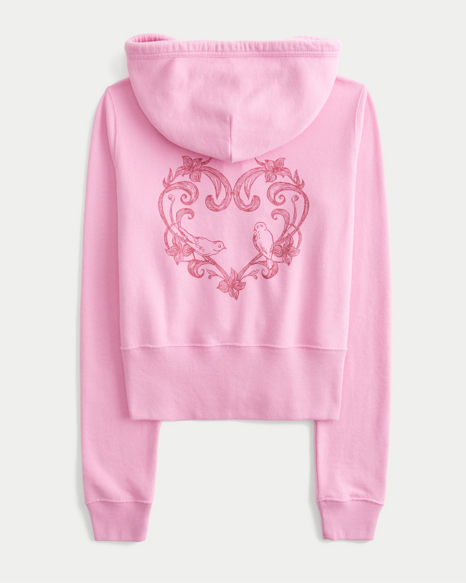 Terry Zip-Up Lovebirds Graphic Hoodie