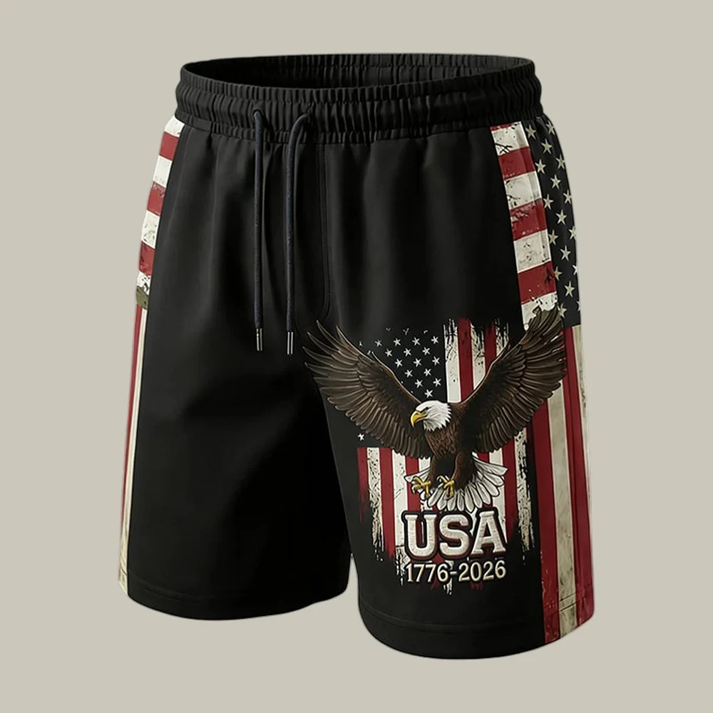 Neutral Casual American Founding Celebration Flag Personalized Printed Shorts