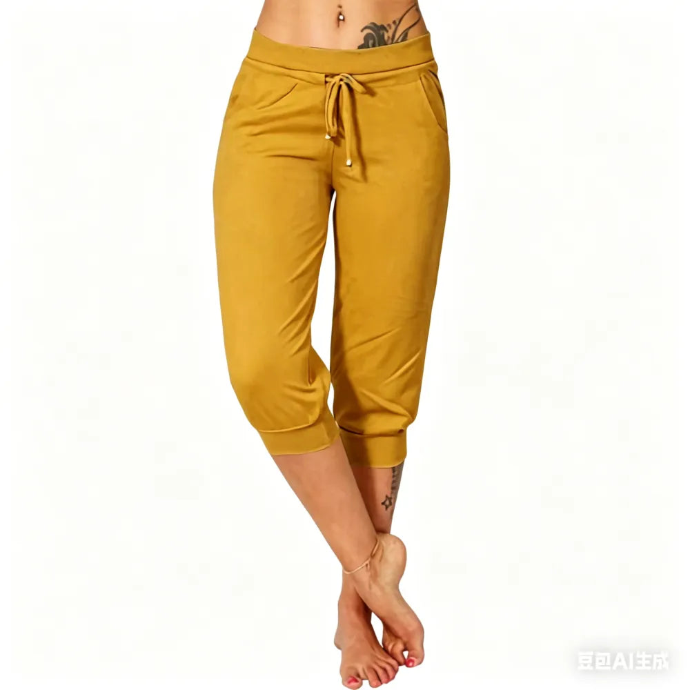 ⚡️Factory wholesale promotion⚡️ Women's Solid-Color Drawstring Waist Cropped Pants