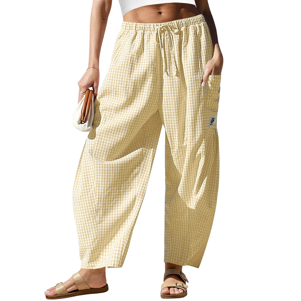 Women's SS26 Wide Leg Gingham Plaid Pants