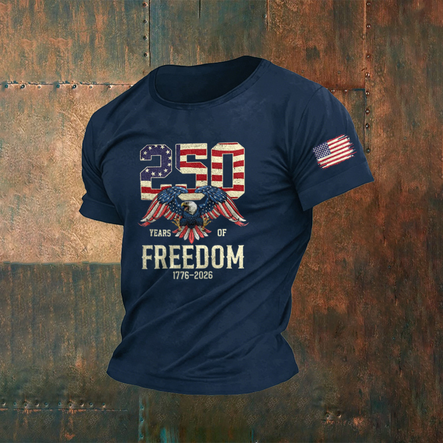 Men'S American Anniversary Flag Printed T-Shirt