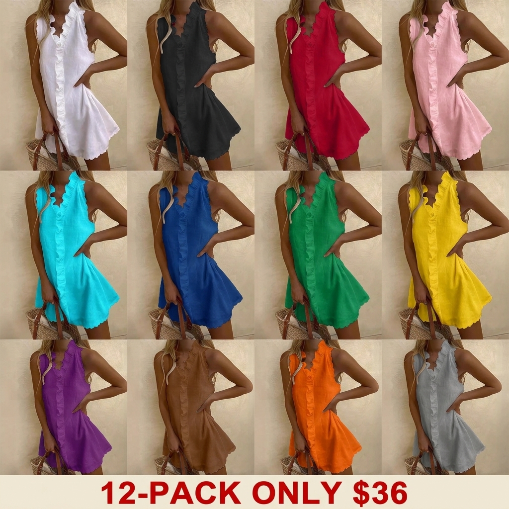 Women's sexy halter-neck ruffled summer dress