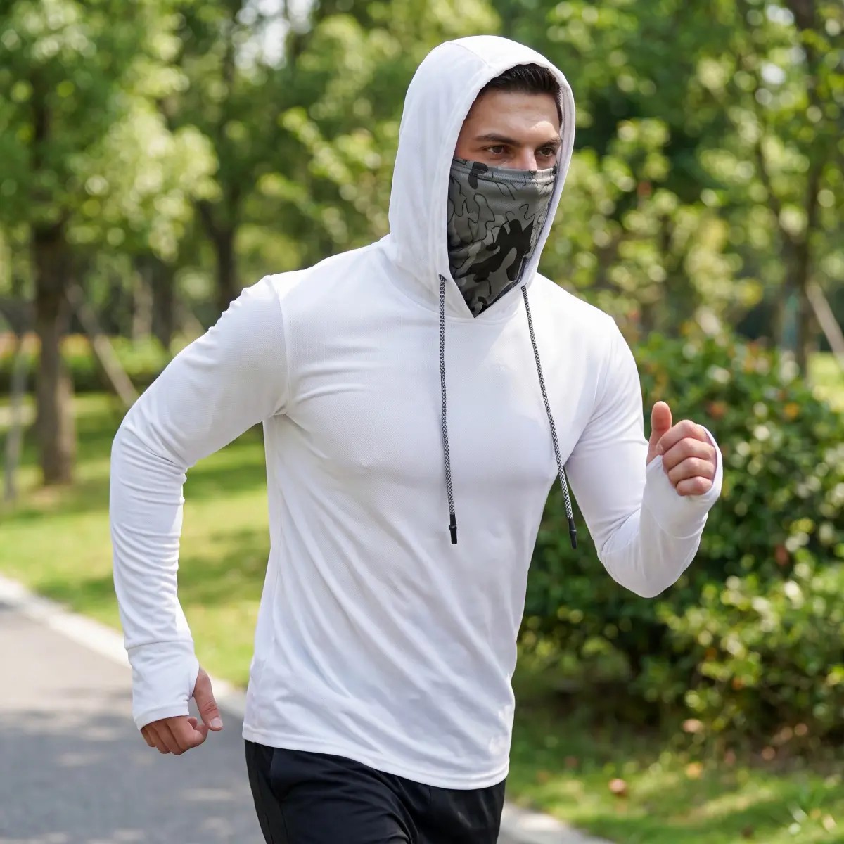 Men's 5-Pack UPF 50+ Sun Protection Hoodie – Quick Dry Rash Guard with Face Gaiter & Thumbholes