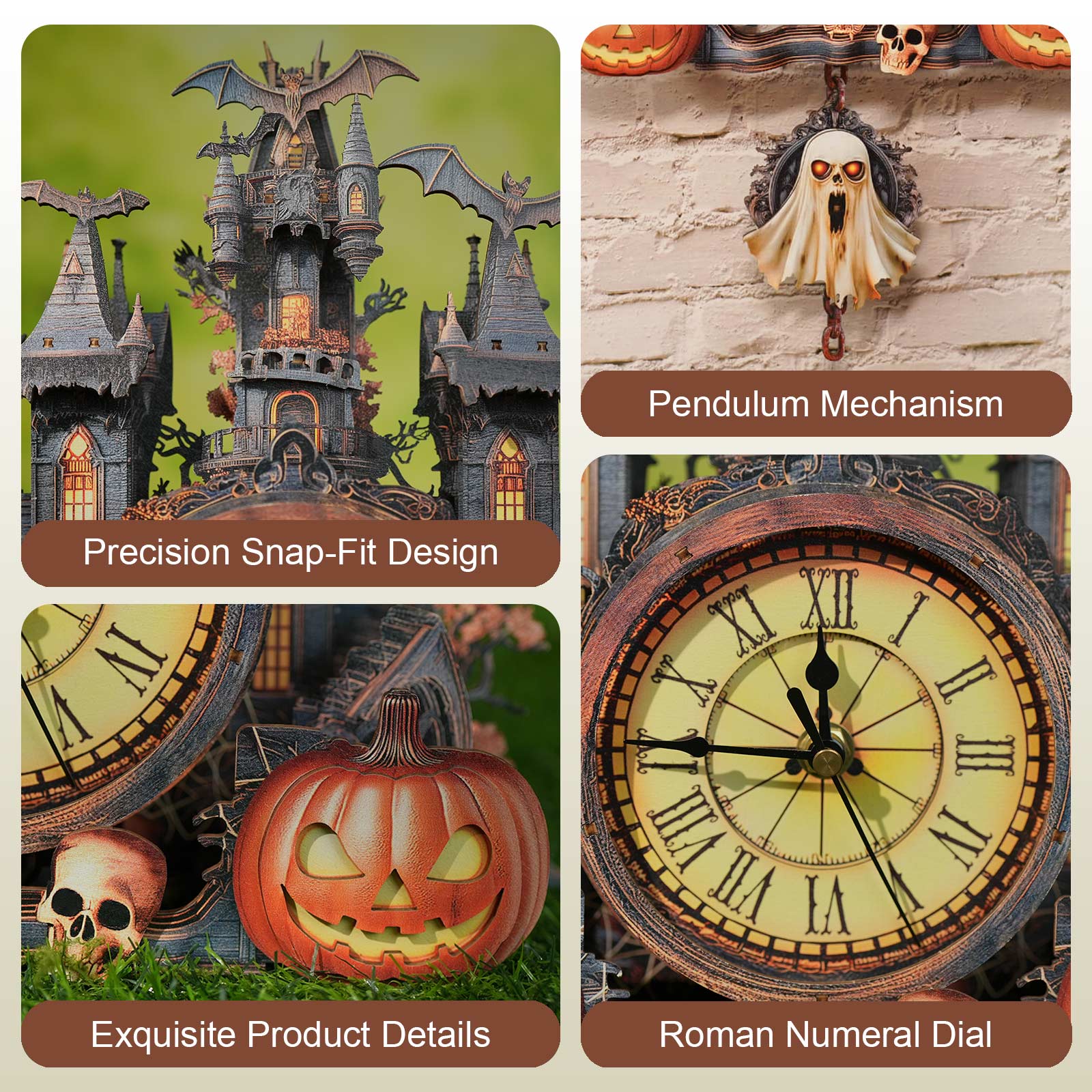 Mysterious CastleDIY Wooden Clock, 3D Puzzle Craft Kit