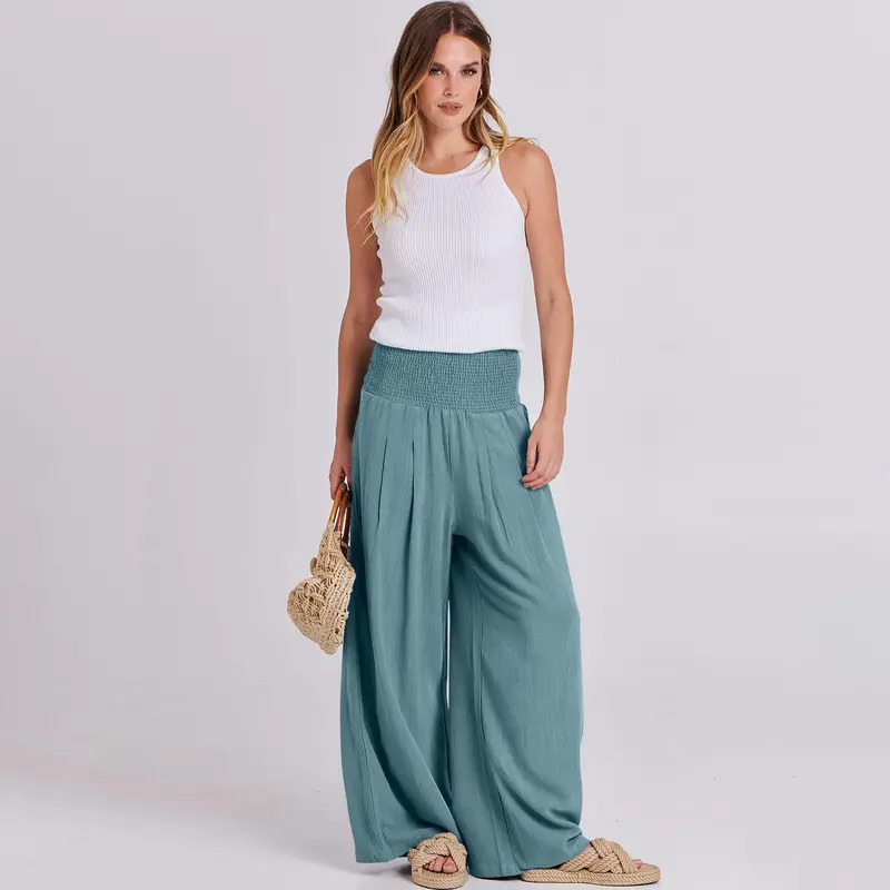 Women's wide-leg linen trousers