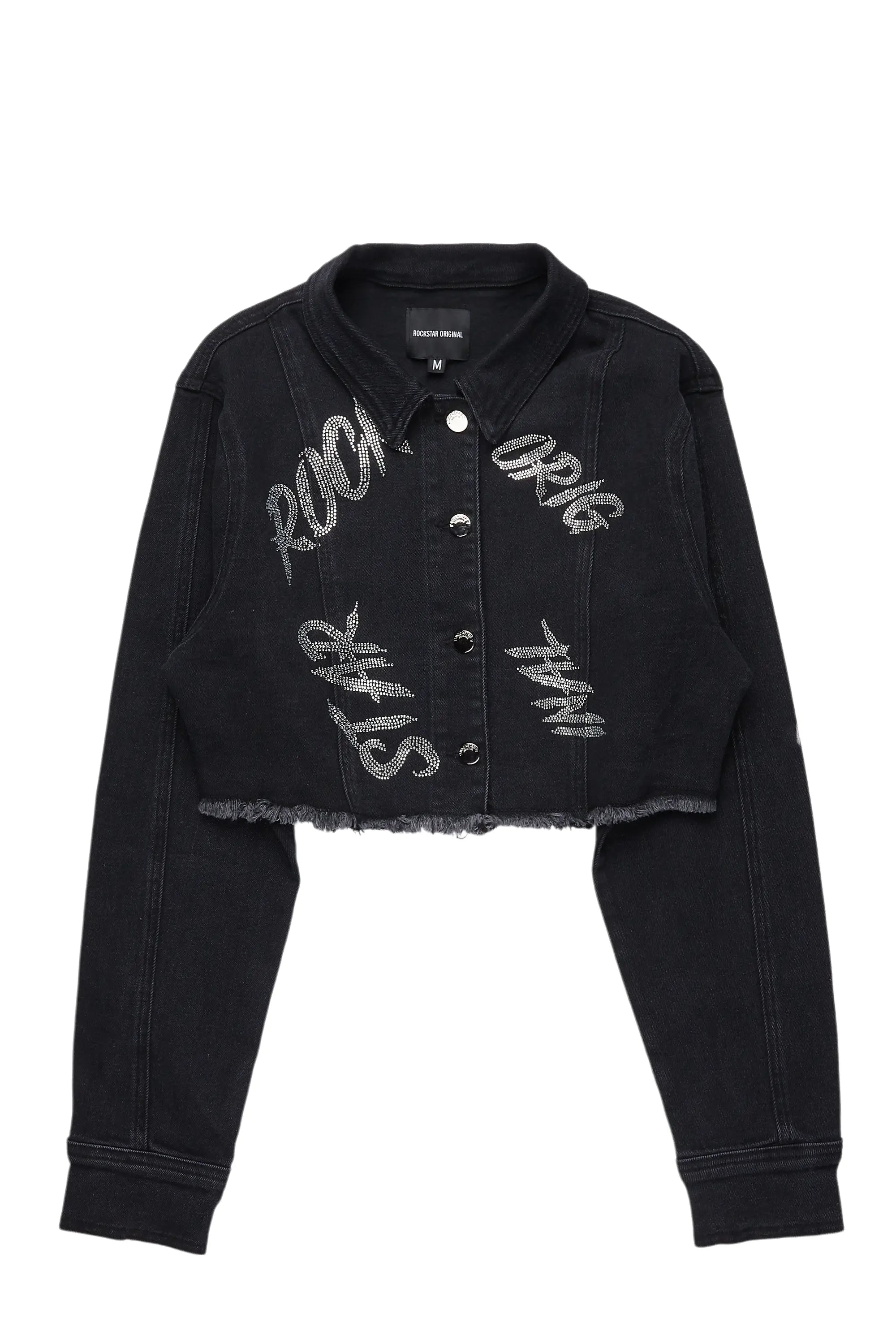 Chequea Black Crop Denim Jacket